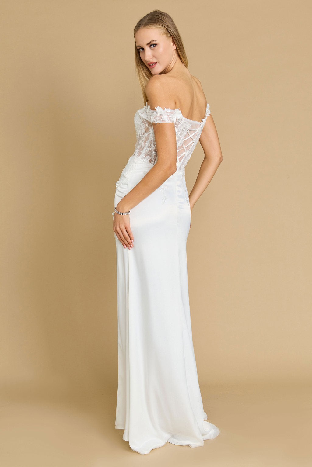 Fitted Corset Off The Shoulder Formal Prom Dress