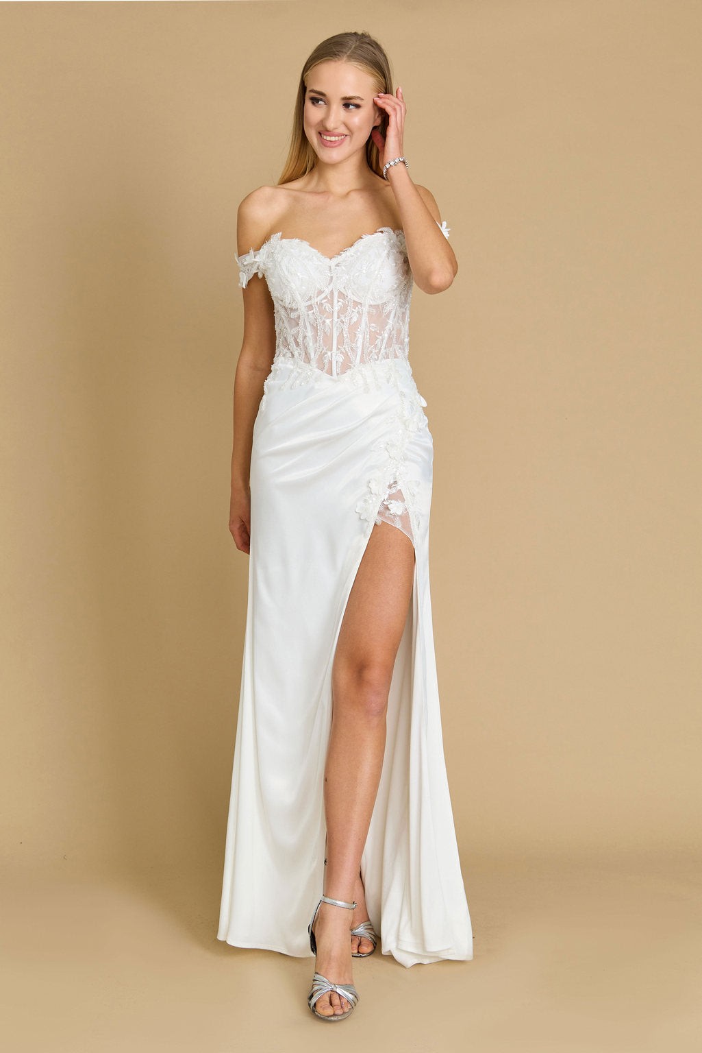 Fitted Corset Off The Shoulder Formal Prom Dress