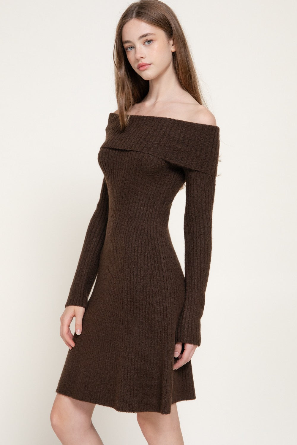 Off The Shoulder A-line Sweater Mini Dress