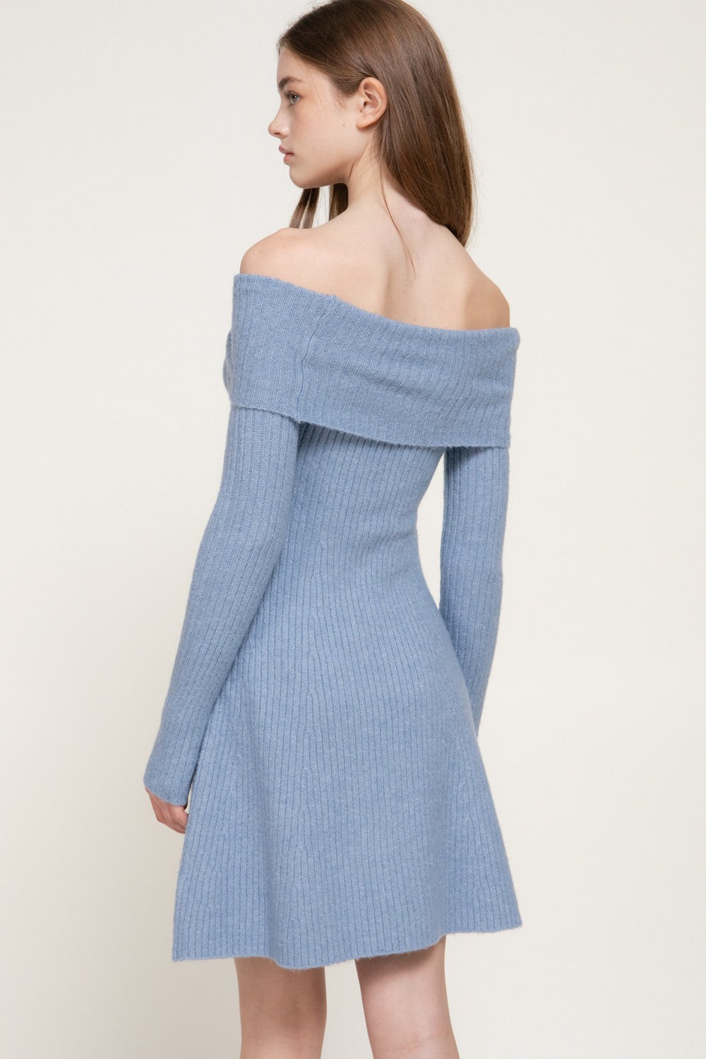 Off The Shoulder A-line Sweater Mini Dress