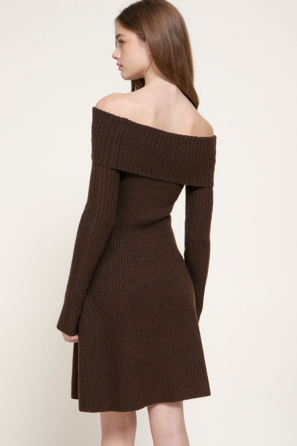 Off The Shoulder A-line Sweater Mini Dress