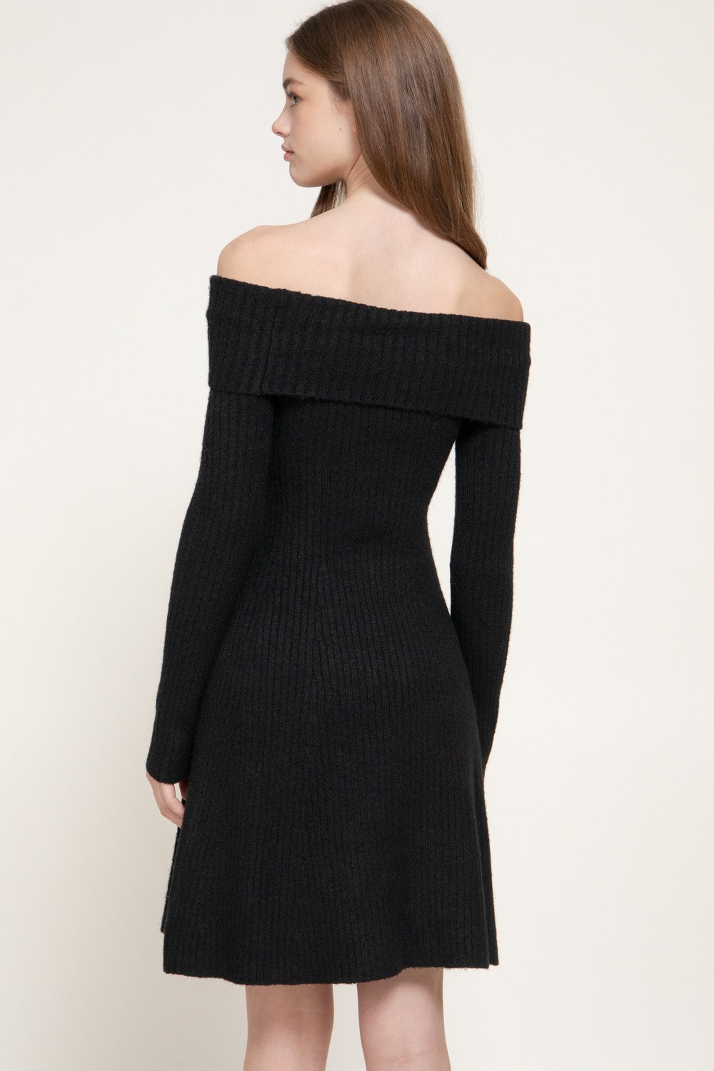 Off The Shoulder A-line Sweater Mini Dress