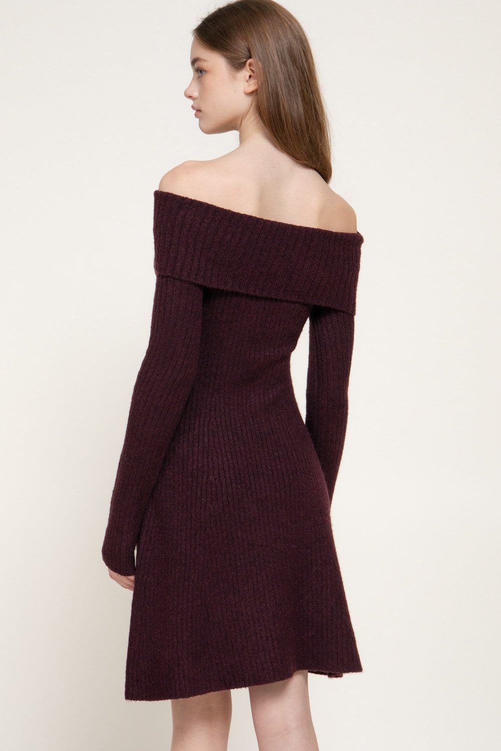 Off The Shoulder A-line Sweater Mini Dress