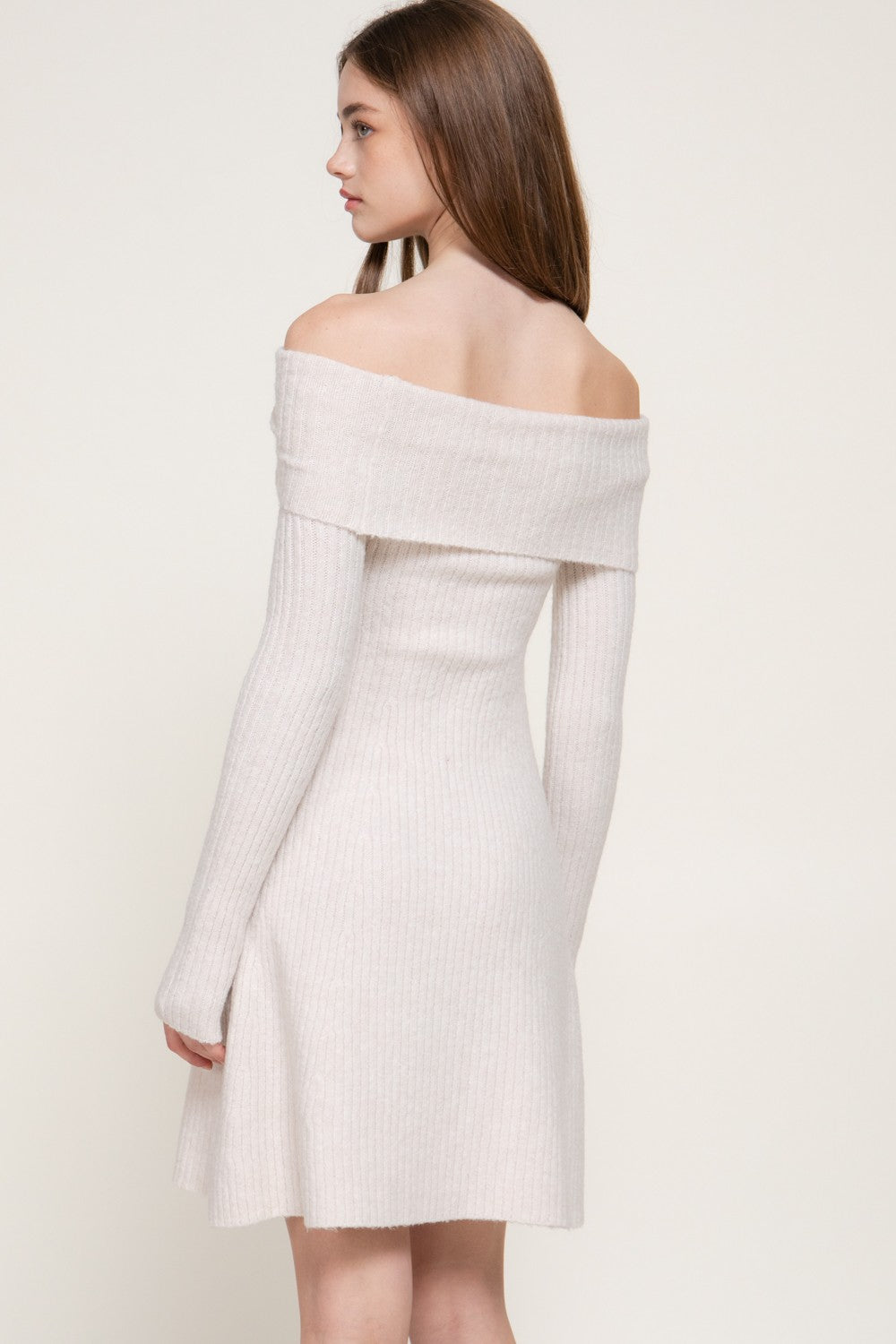 Off The Shoulder A-line Sweater Mini Dress