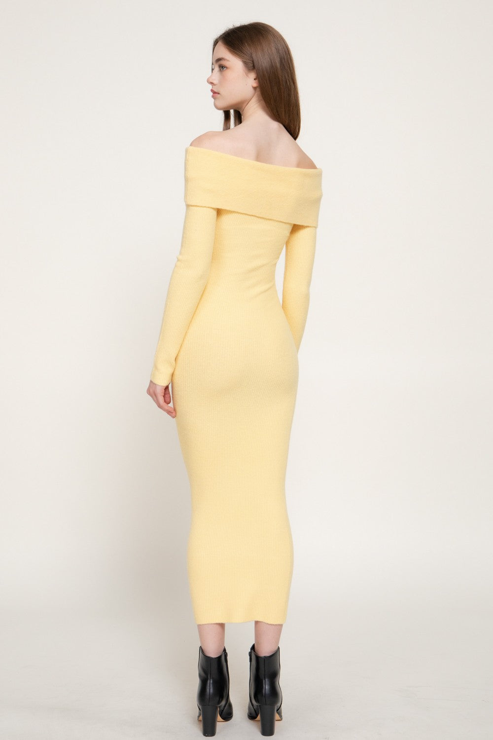 Off The Shoulder Knot Fitted Long Sweater Dress