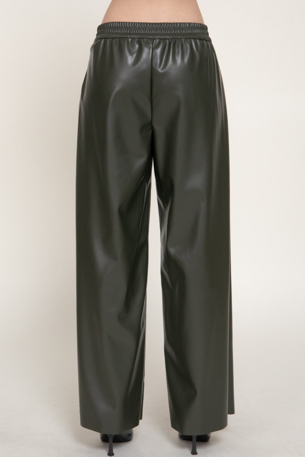 Straight Faux Leather Long Pants