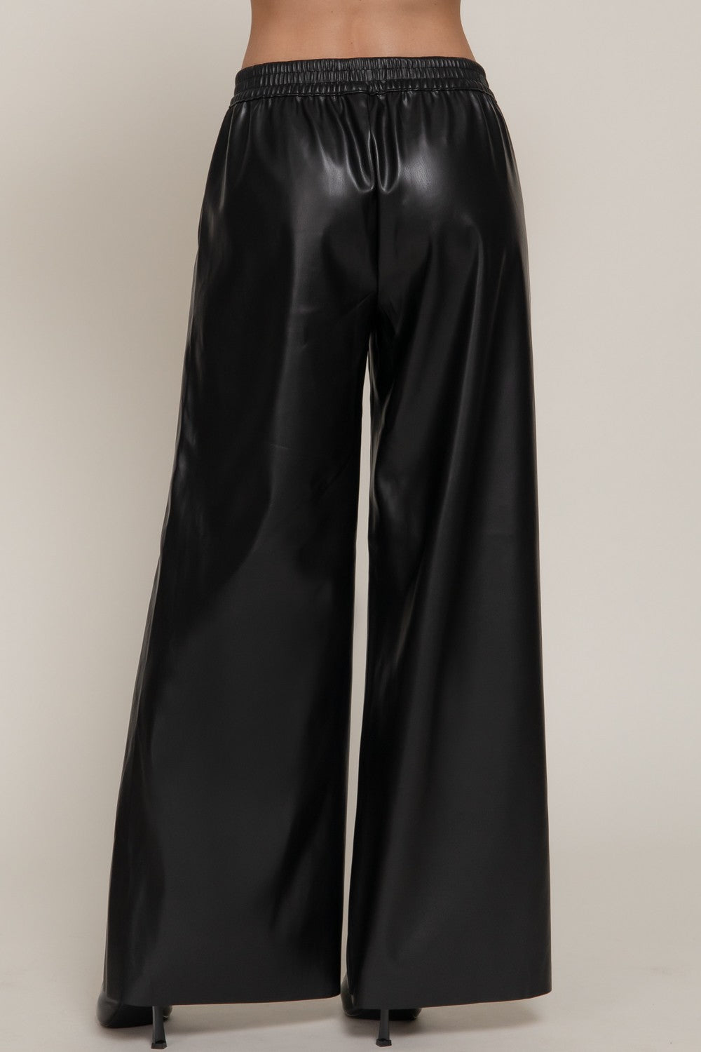 Straight Faux Leather Long Pants