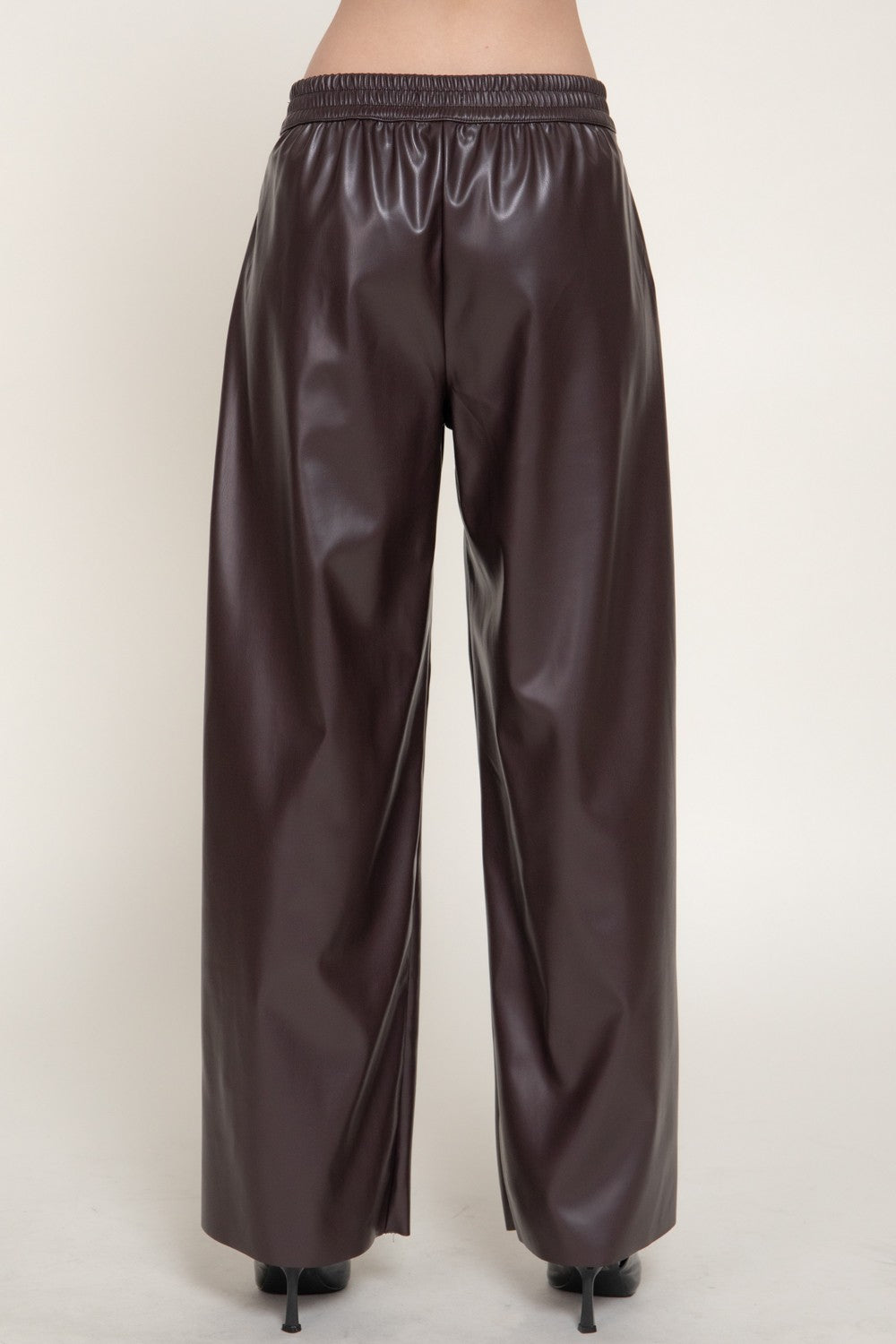 Straight Faux Leather Long Pants