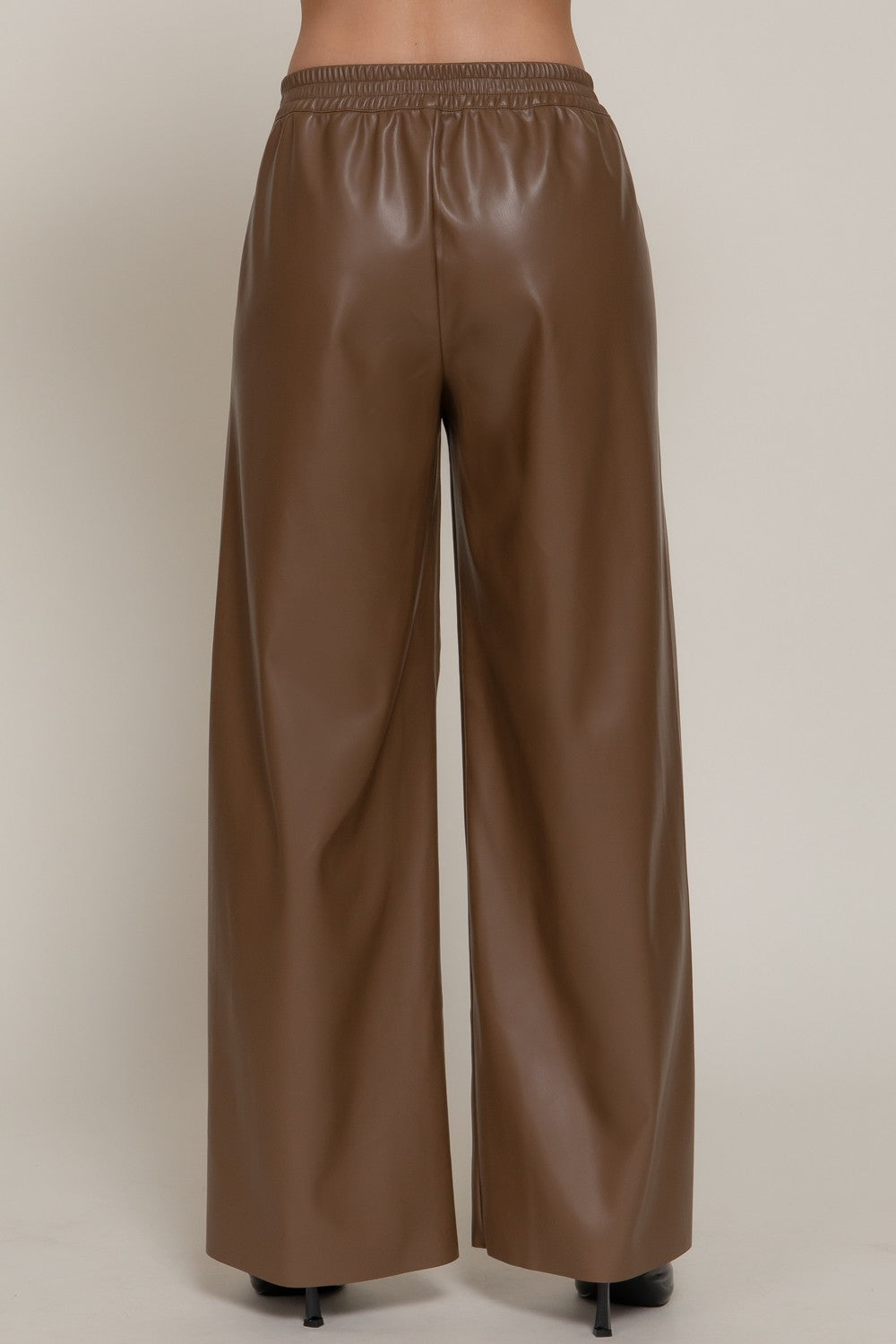 Straight Faux Leather Long Pants