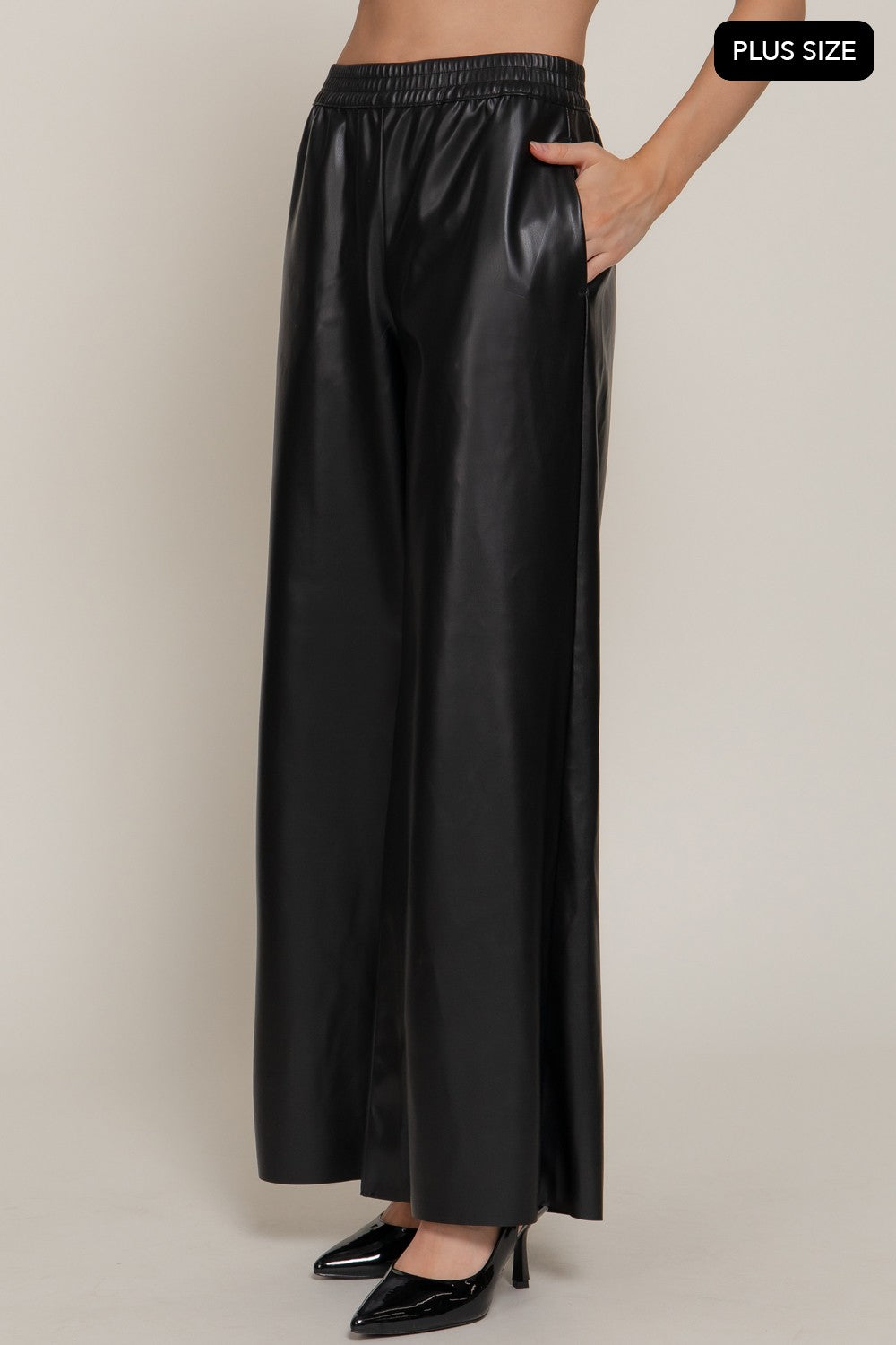 Straight Faux Leather Long Pants