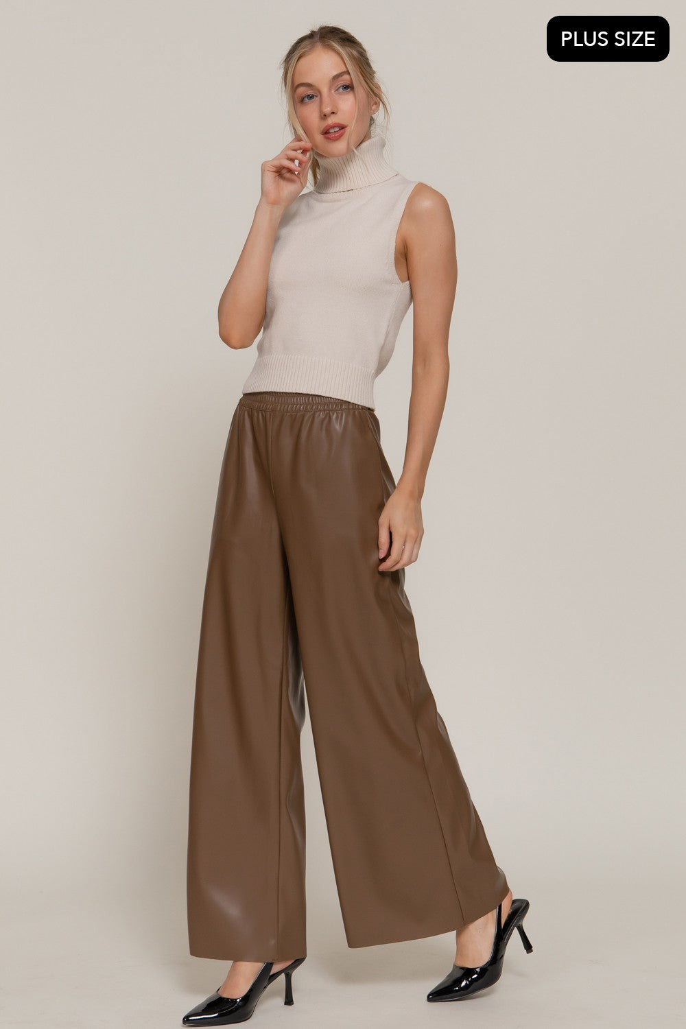 Straight Faux Leather Long Pants