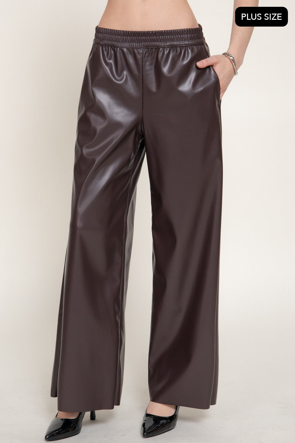 Straight Faux Leather Long Pants
