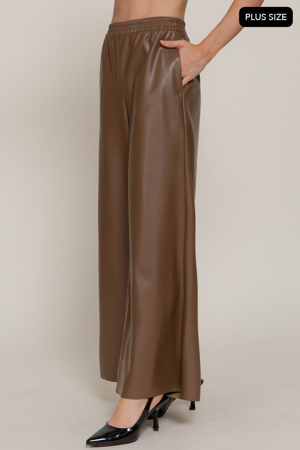 Straight Faux Leather Long Pants