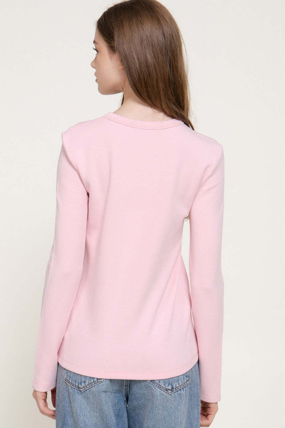 Long Slv Crew Neck Cotton Scuba Knit Top