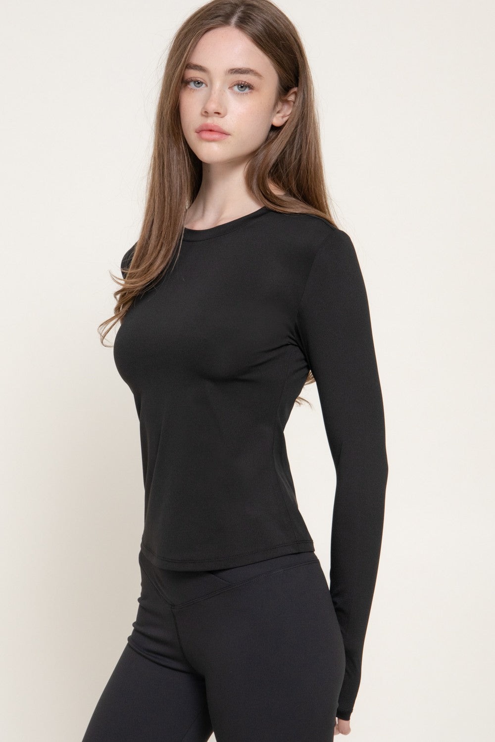 Long Slv Crew Neck Workout Top