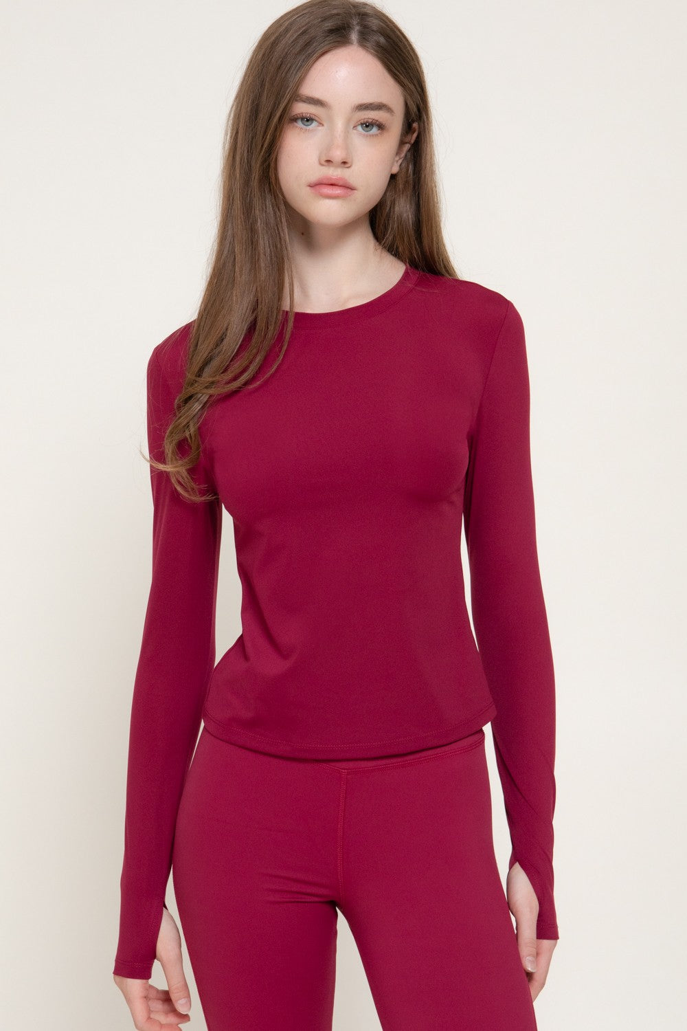 Long Slv Crew Neck Workout Top