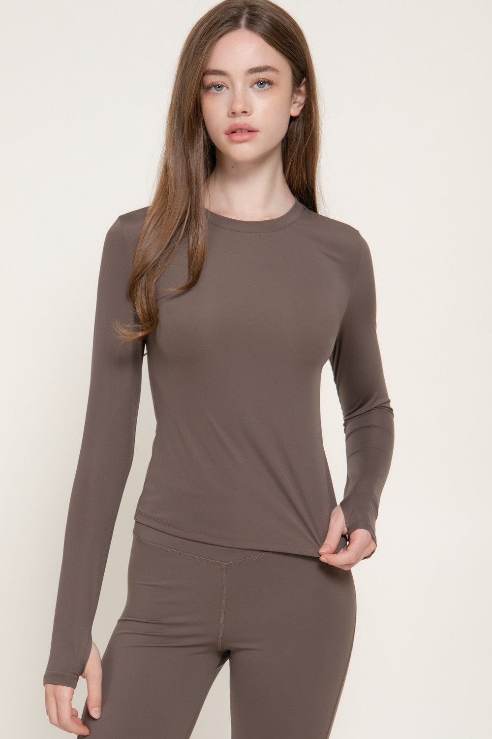 Long Slv Crew Neck Workout Top