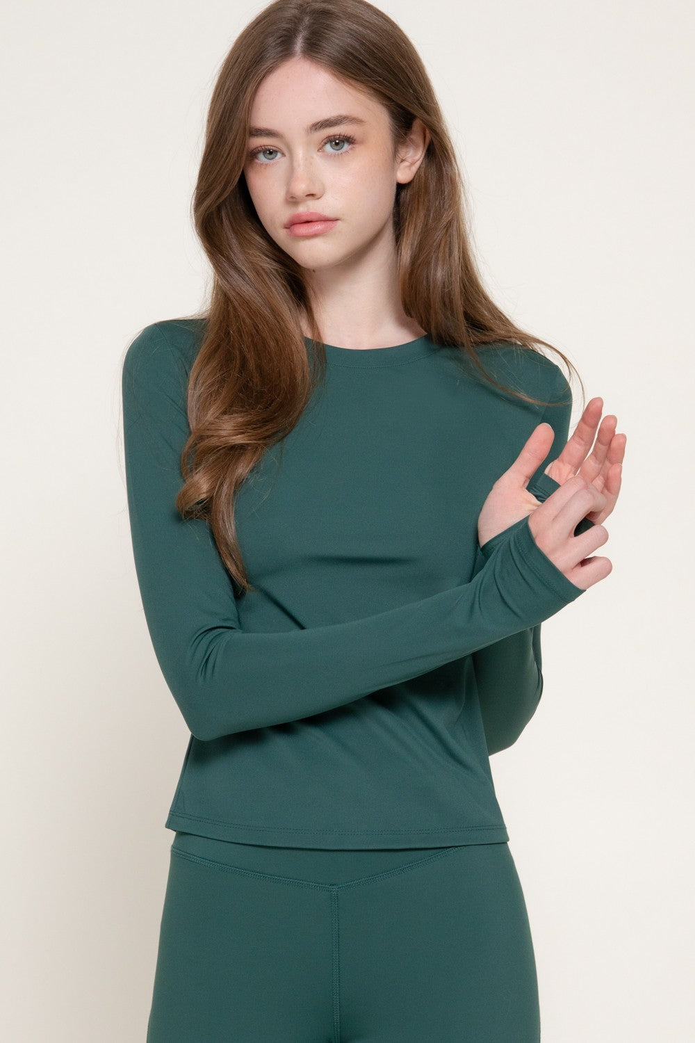 Long Slv Crew Neck Workout Top