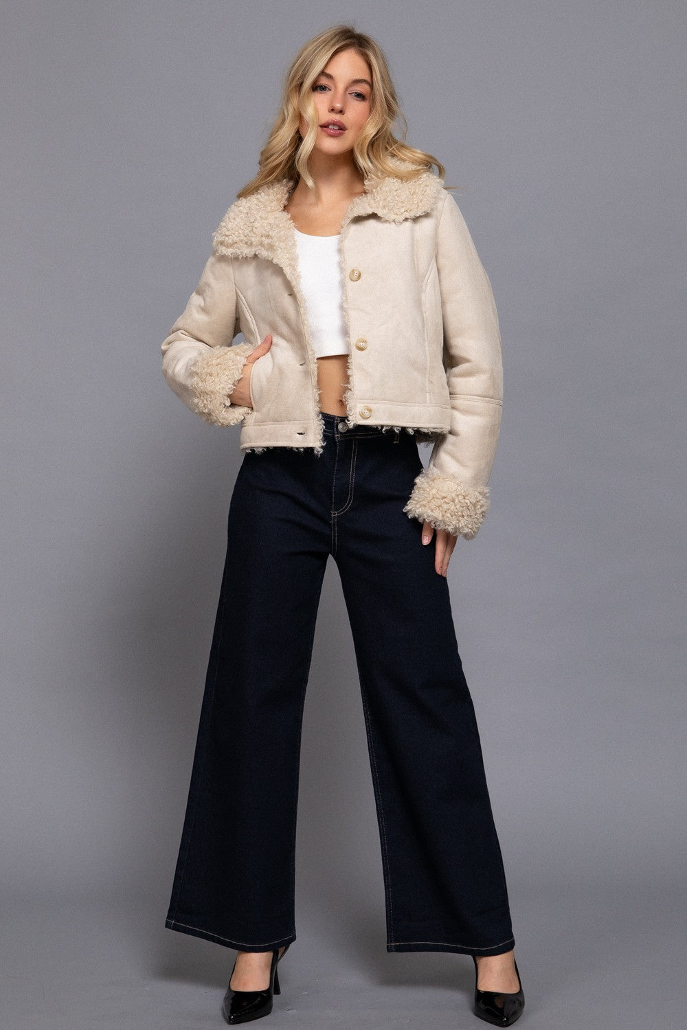 Inside Fur Suede Short Jacket