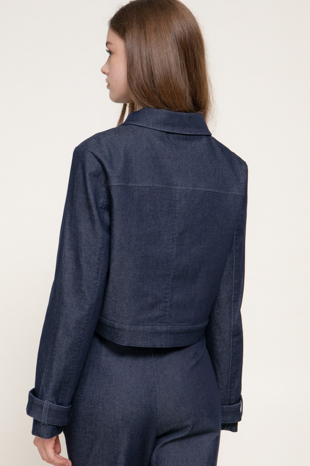 Contrast Stitching Stretch Short Jacket