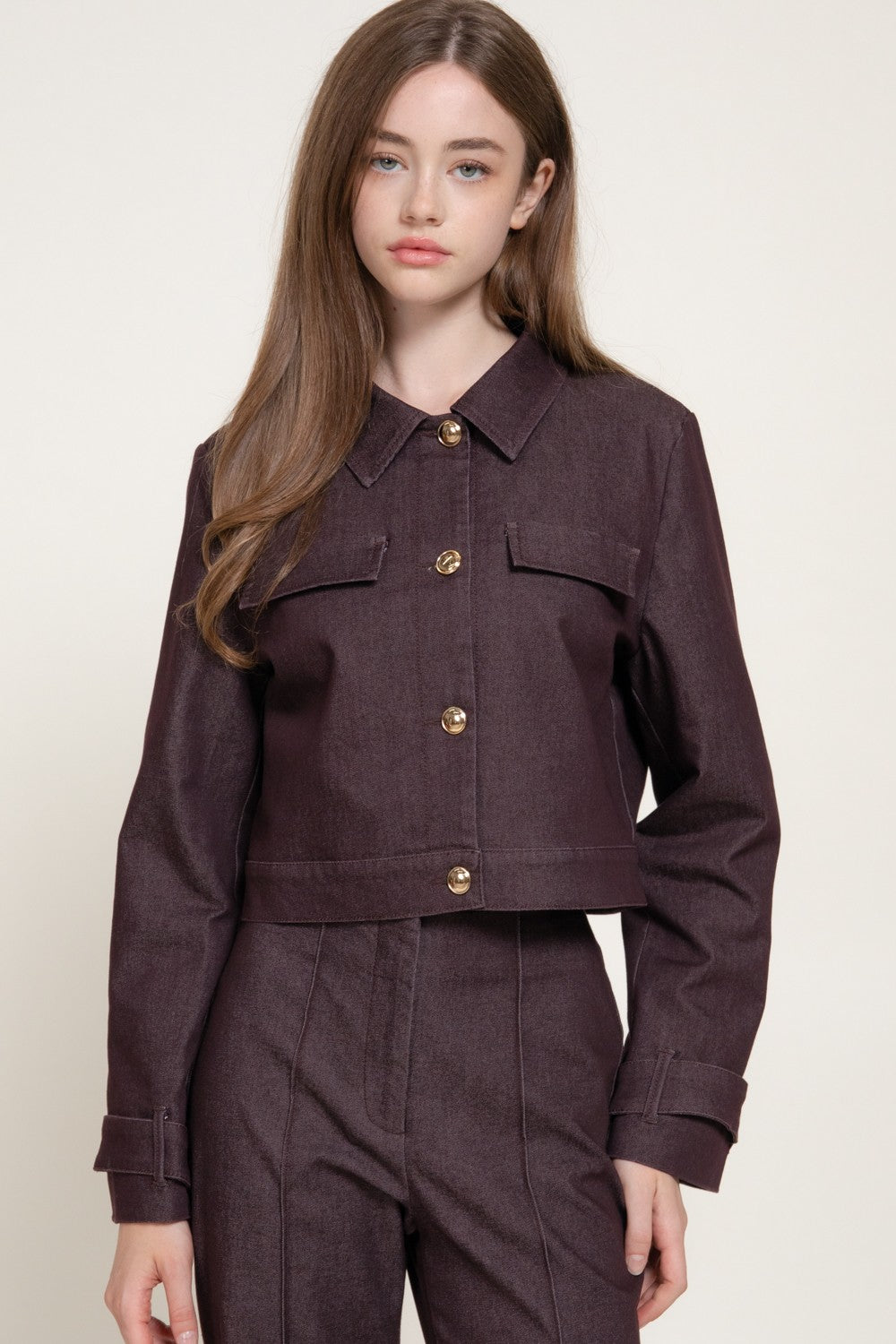 Contrast Stitching Stretch Short Jacket