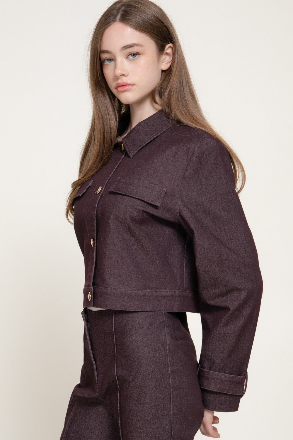 Contrast Stitching Stretch Short Jacket