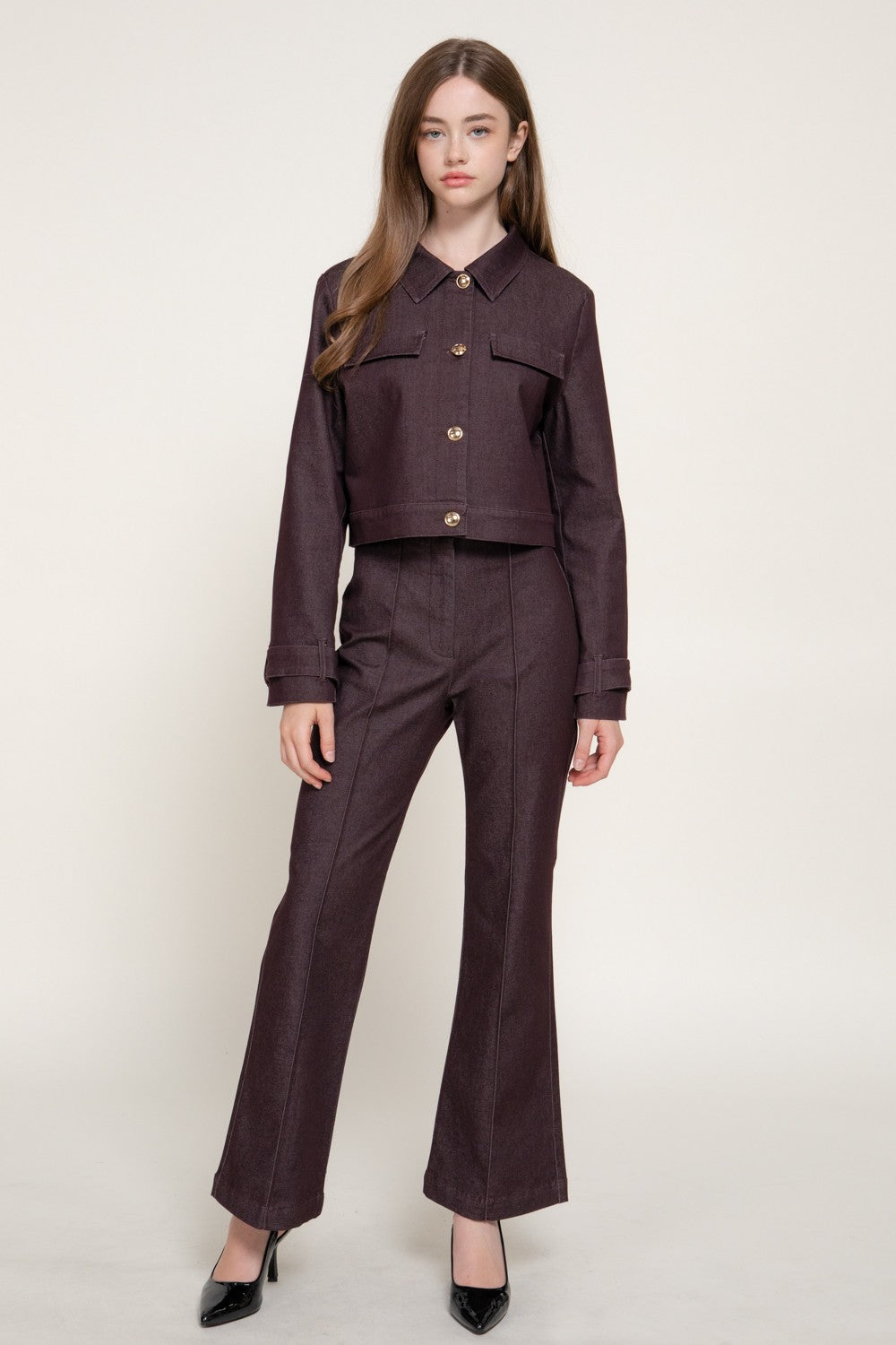 Contrast Stitching Stretch Short Jacket
