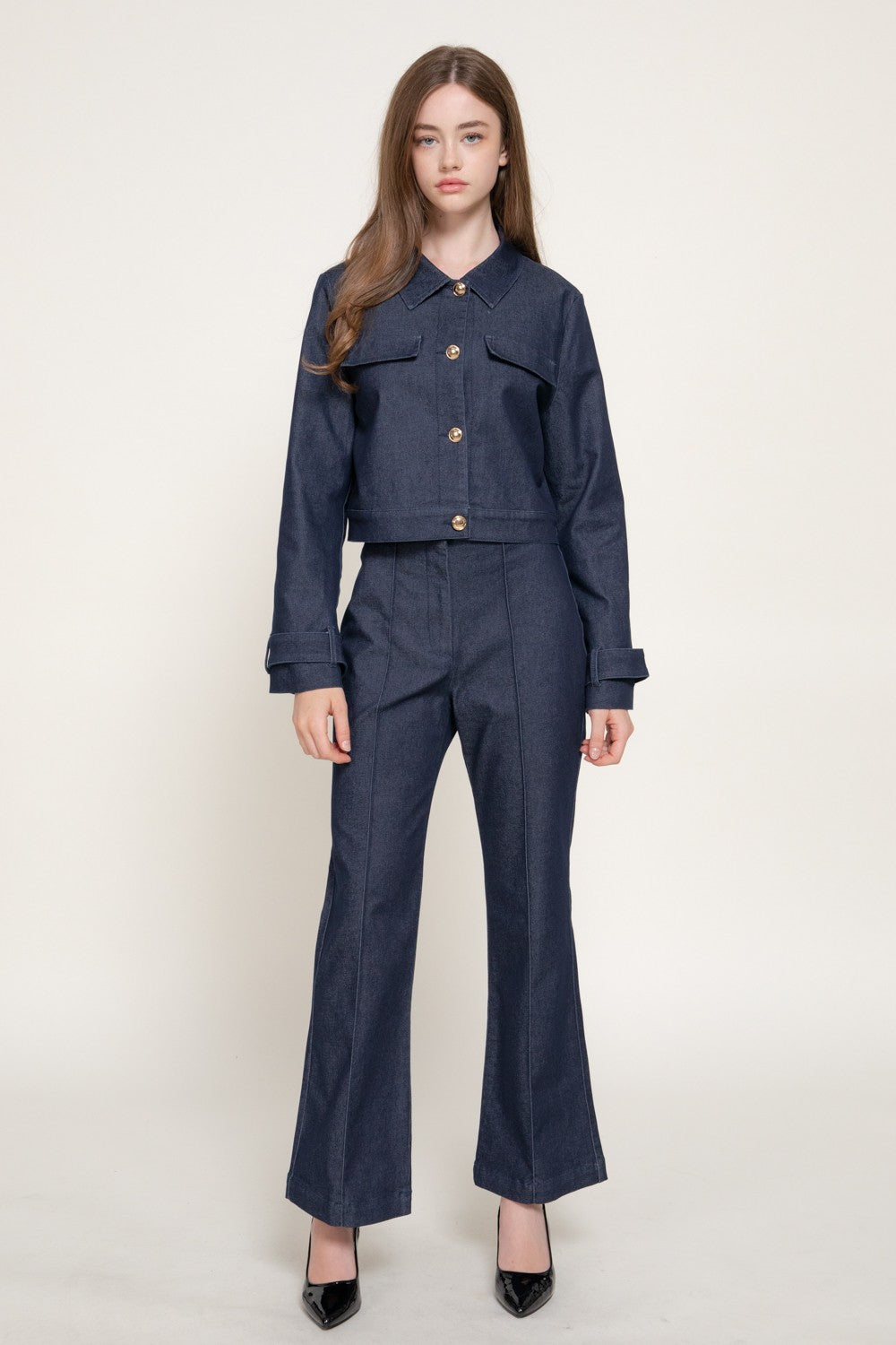 Contrast Stitching Stretch Short Jacket