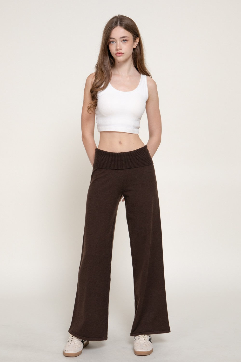 Fold Over Waist Sweater Long Pants