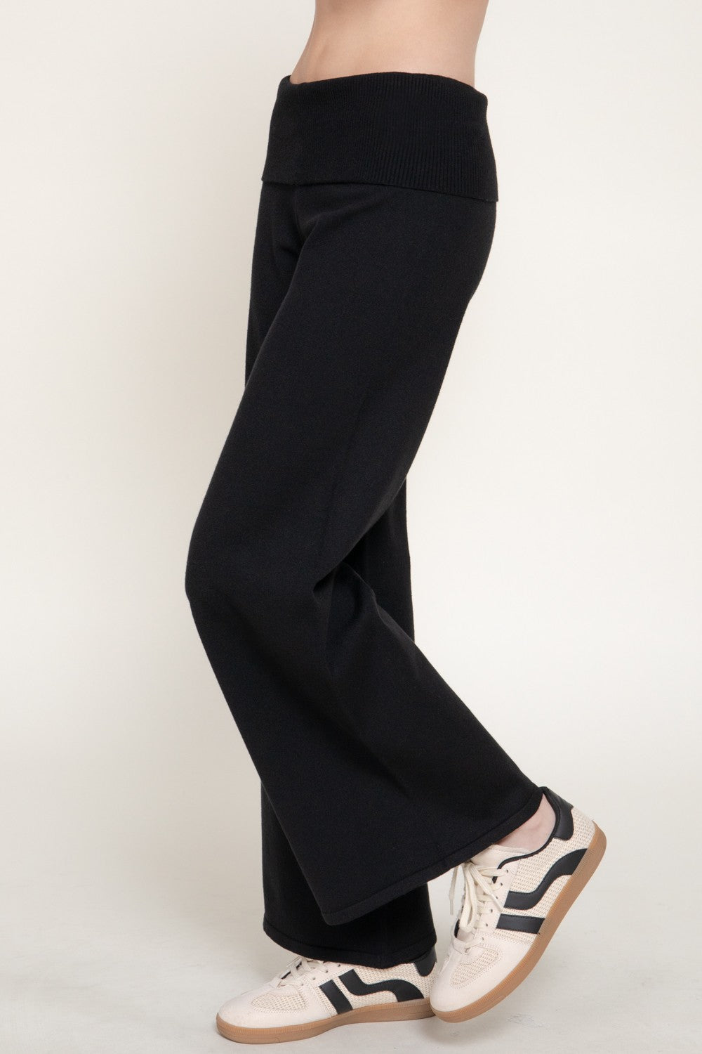 Fold Over Waist Sweater Long Pants