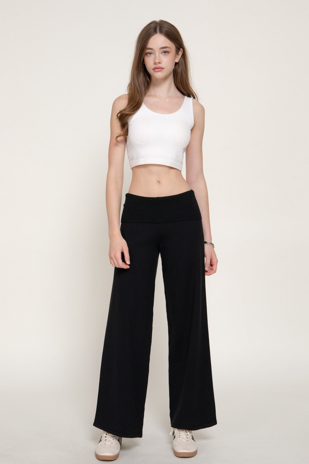 Fold Over Waist Sweater Long Pants