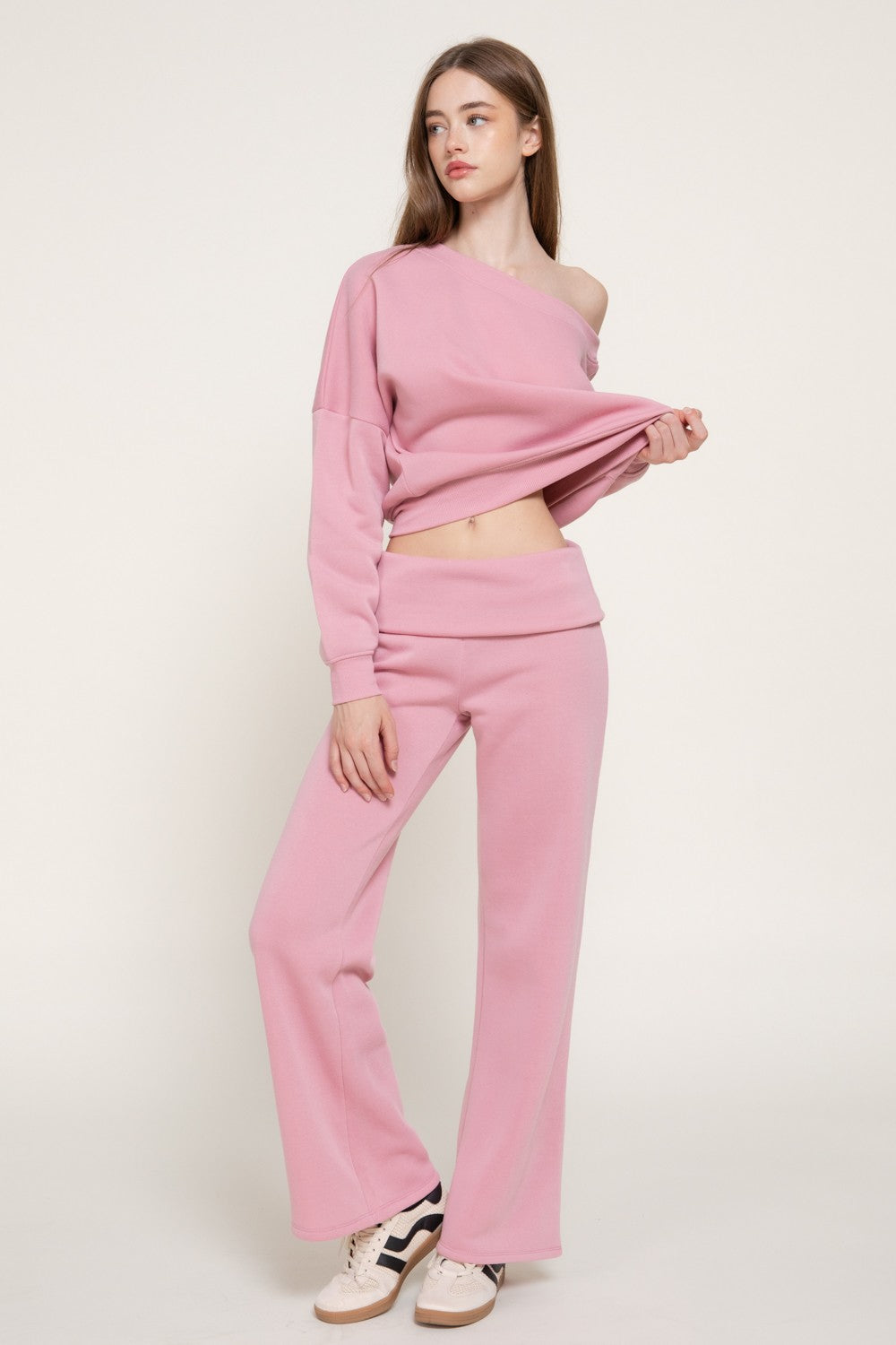 Asymmetrical Sweatshirt & Swetapants Set