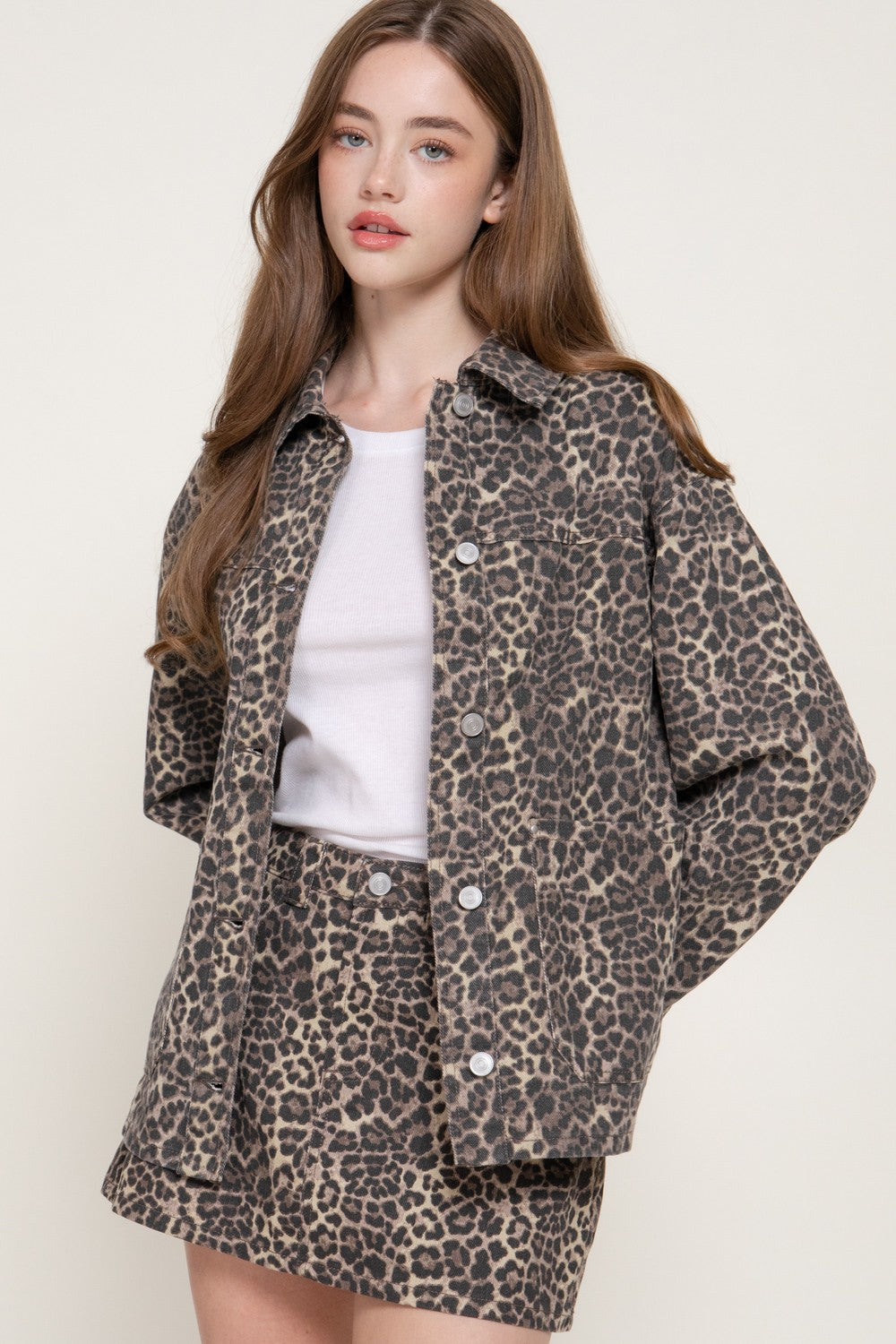 Front Patch & Button Cotton Twill Jacket