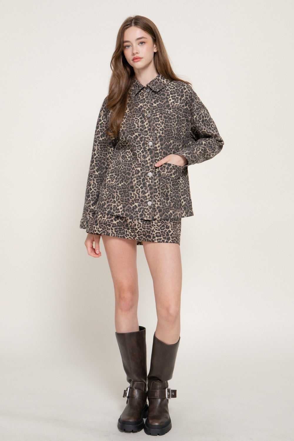 Front Patch & Button Cotton Twill Jacket