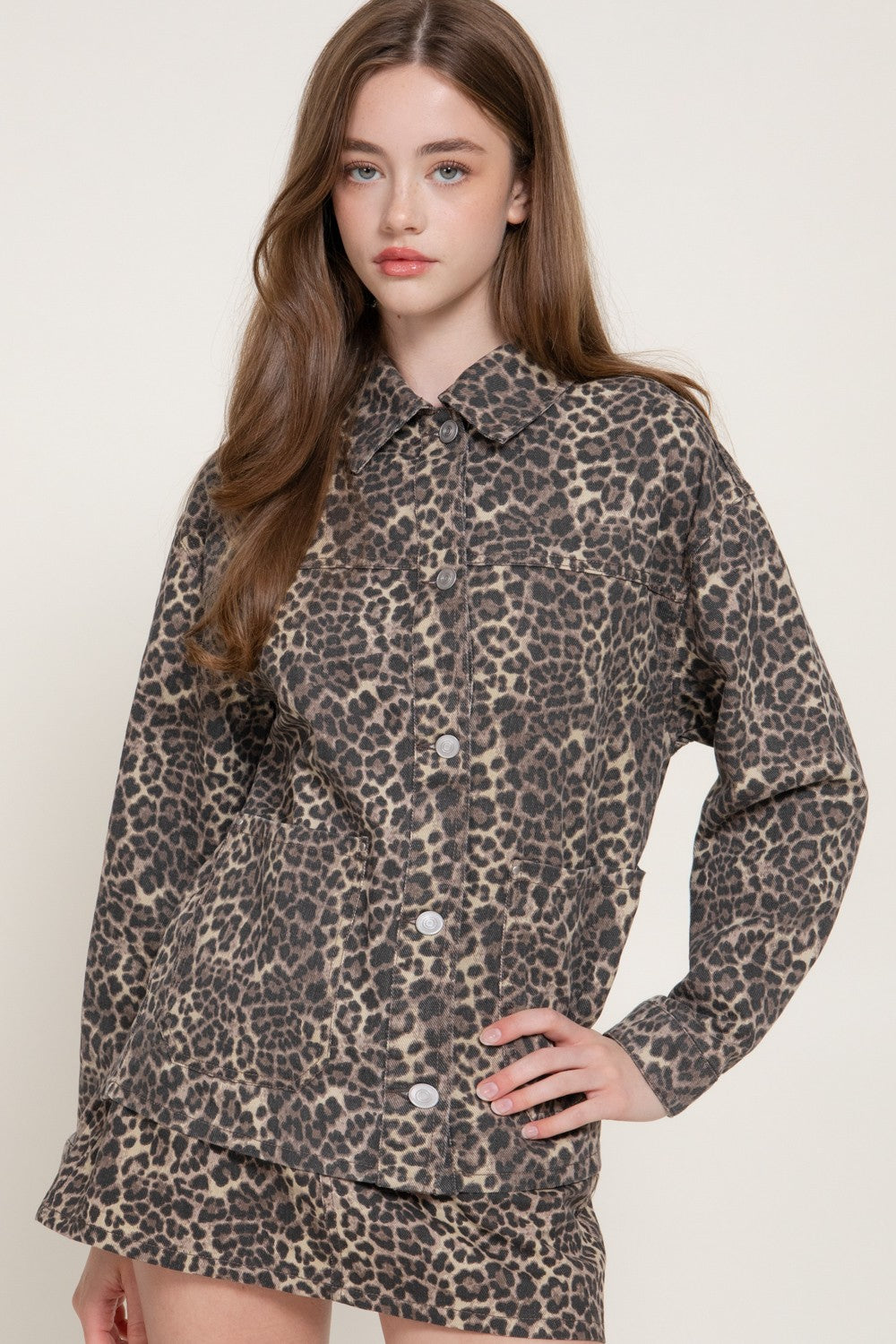 Front Patch & Button Cotton Twill Jacket