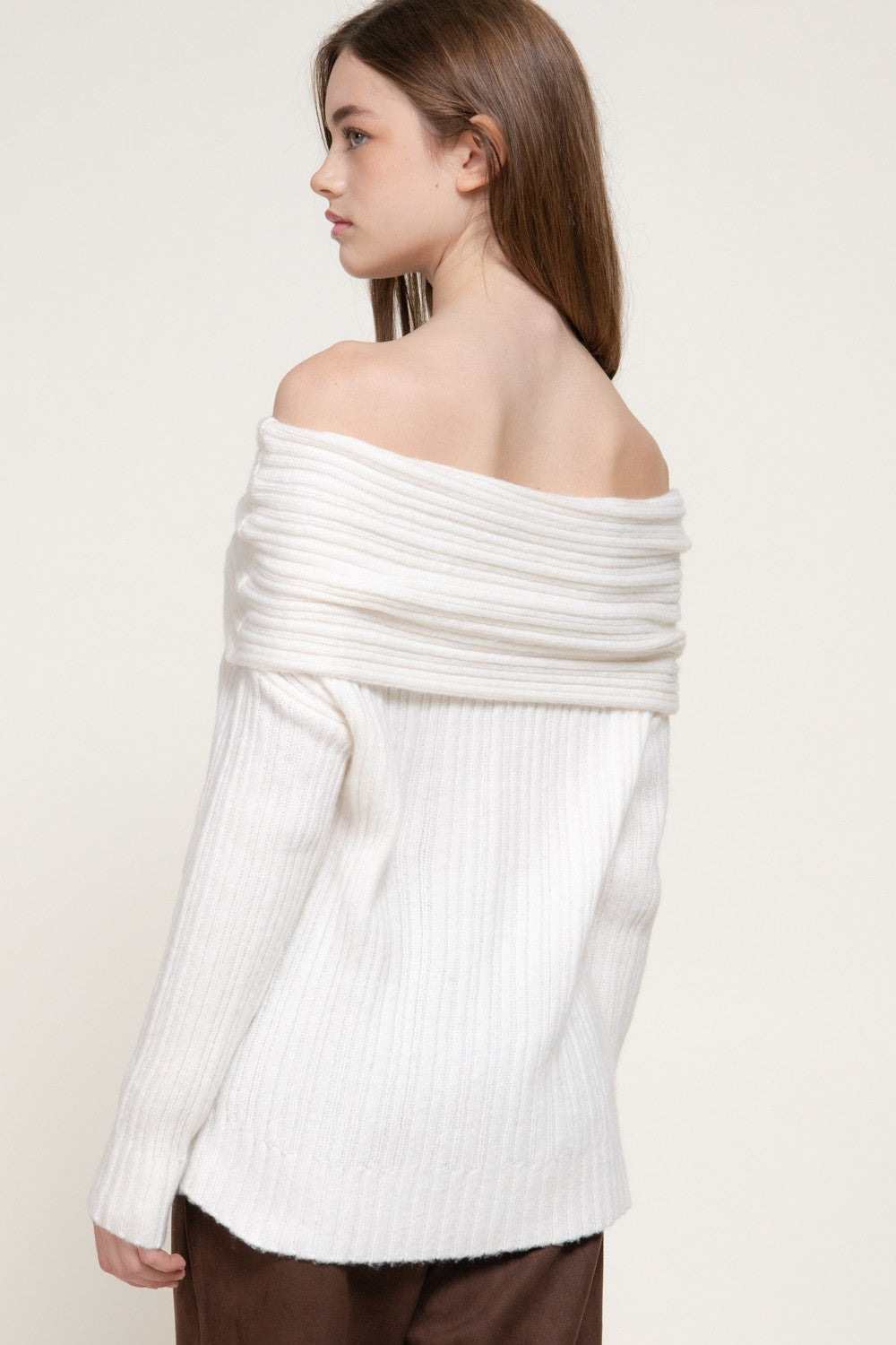 Long Slv Off The Shoulder Ribbed Sweater