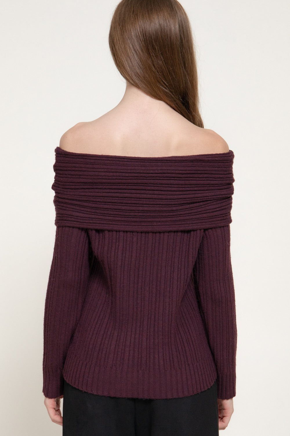 Long Slv Off The Shoulder Ribbed Sweater