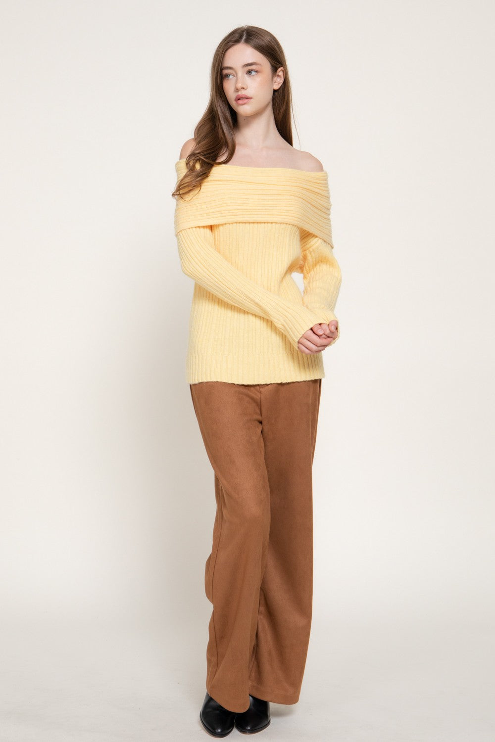 Long Slv Off The Shoulder Ribbed Sweater