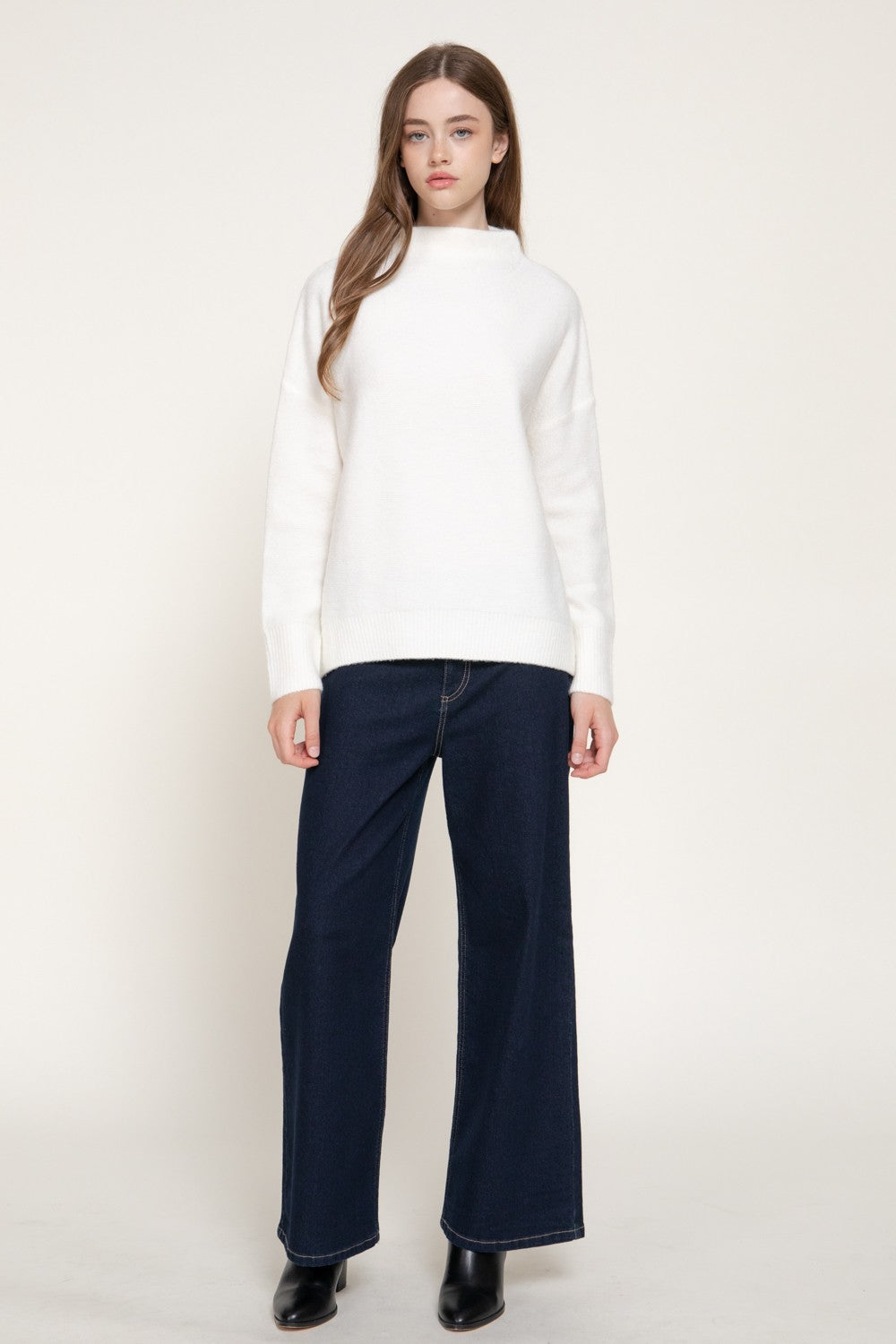 Long Sleeve Funnel Neck Sweater