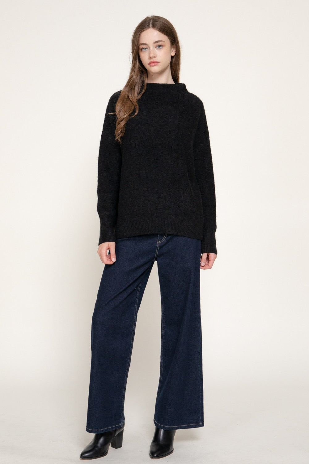 Long Sleeve Funnel Neck Sweater