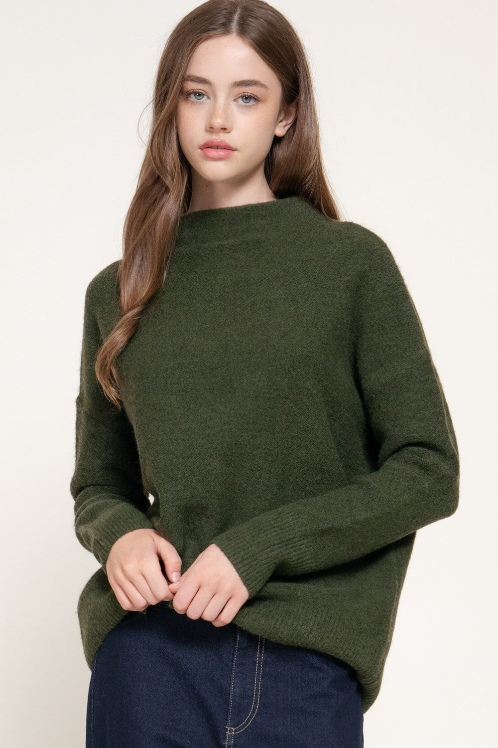 Long Sleeve Funnel Neck Sweater