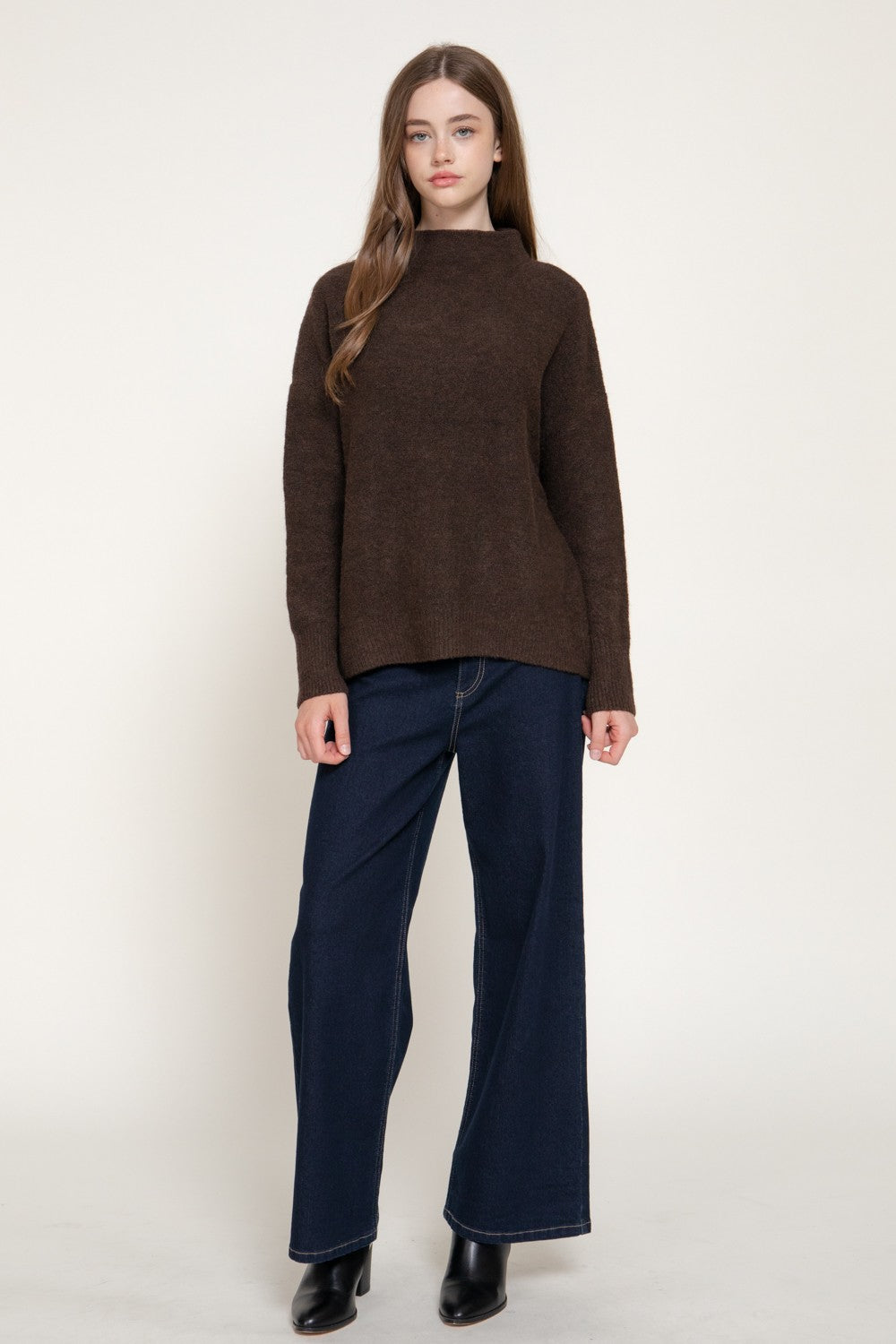 Long Sleeve Funnel Neck Sweater