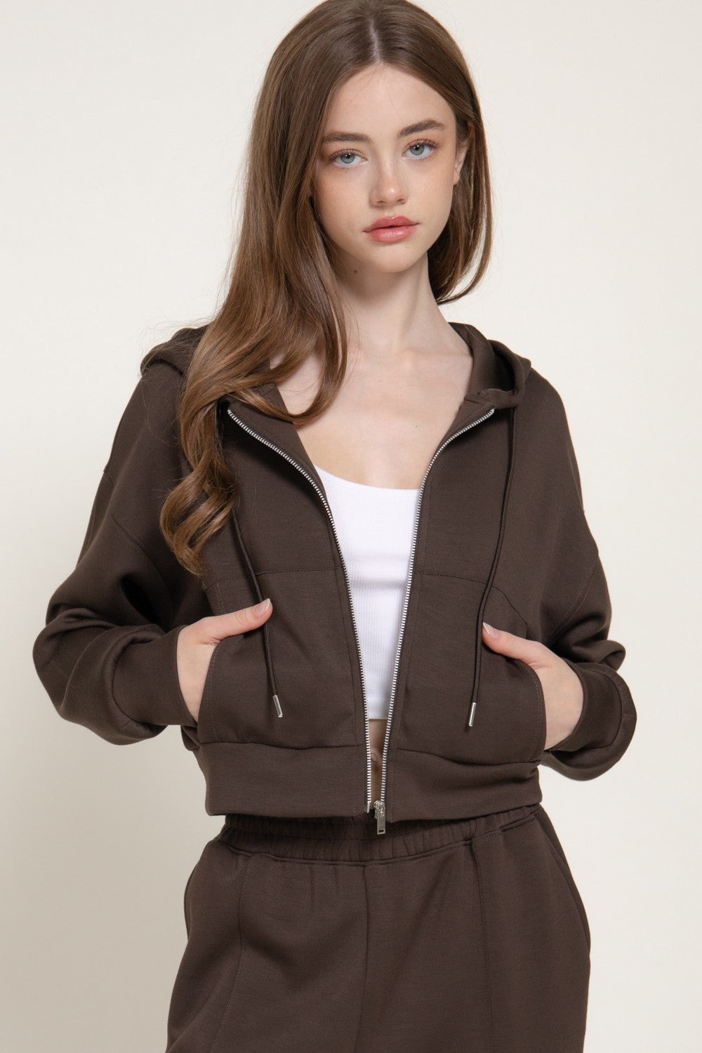Long Slv Soft Scuba Hoodie Jacket