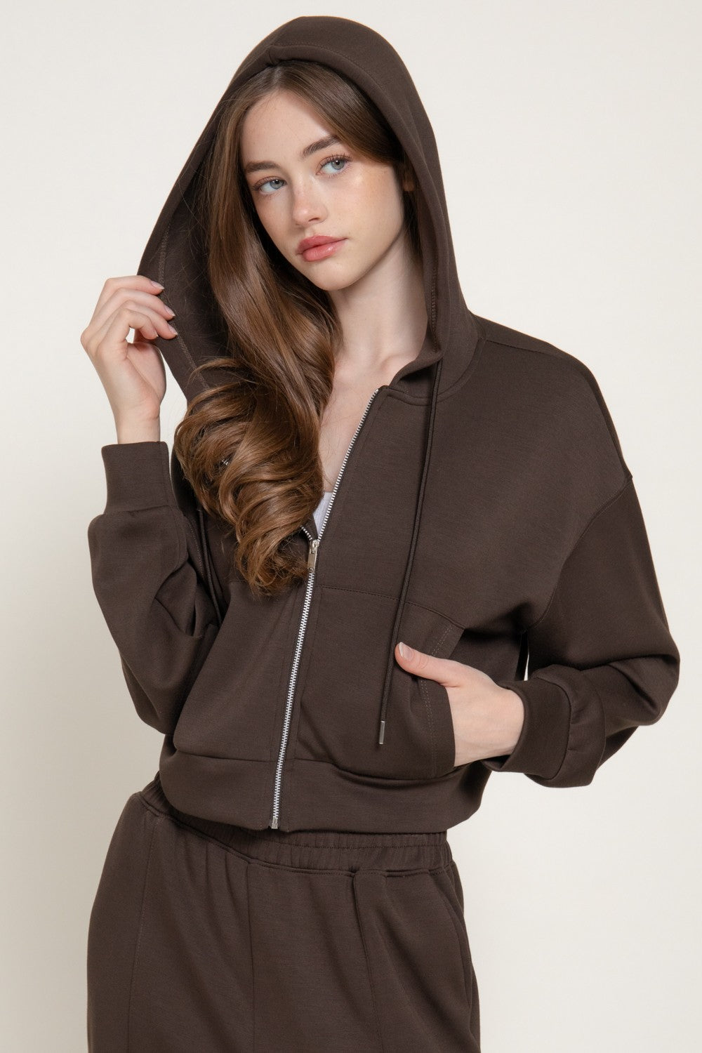 Long Slv Soft Scuba Hoodie Jacket