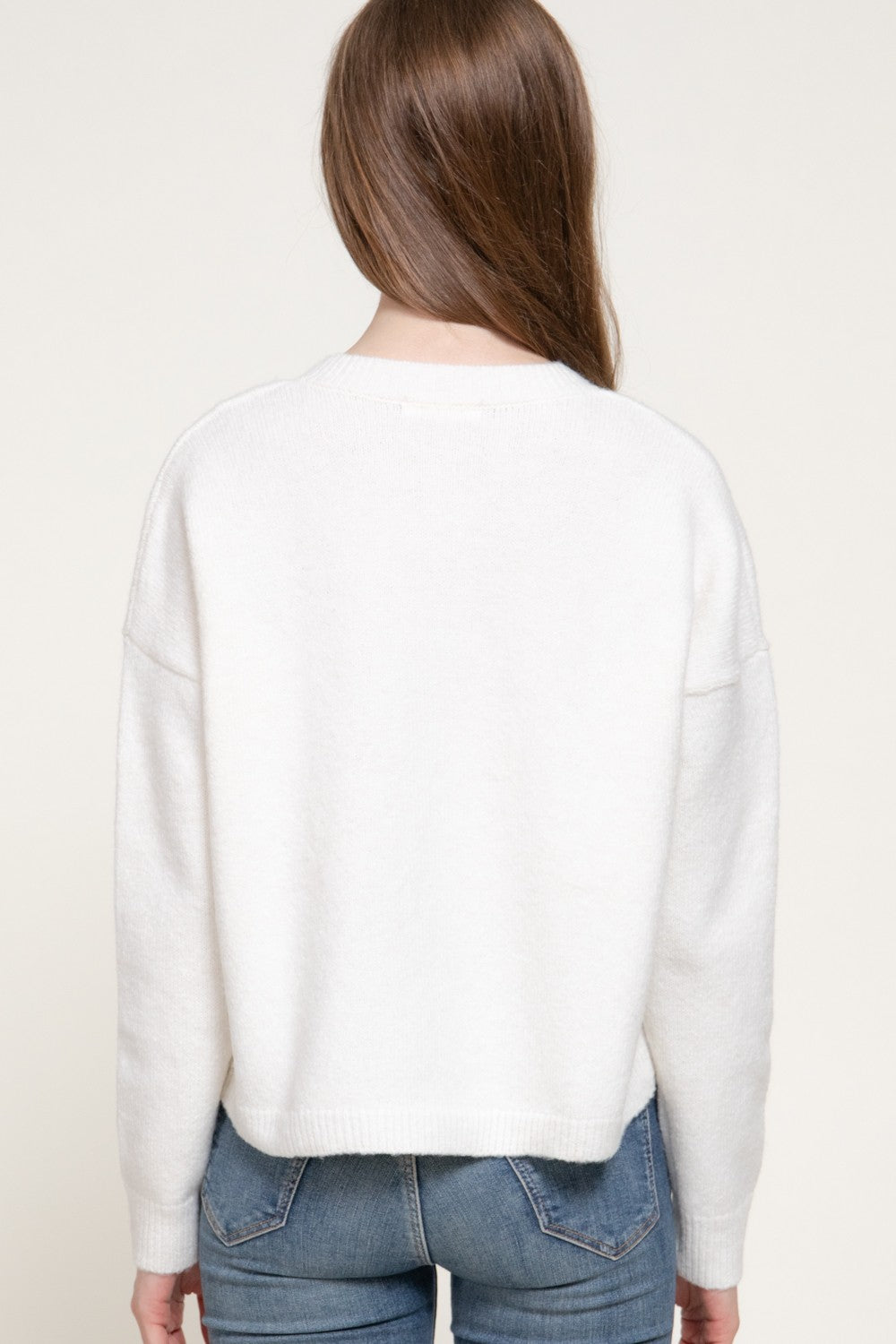 Long Slv Jacquard Bear Sweater Cardigan