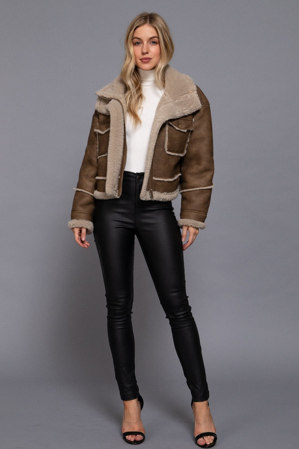 Faux Leather Inner Fur Jacket