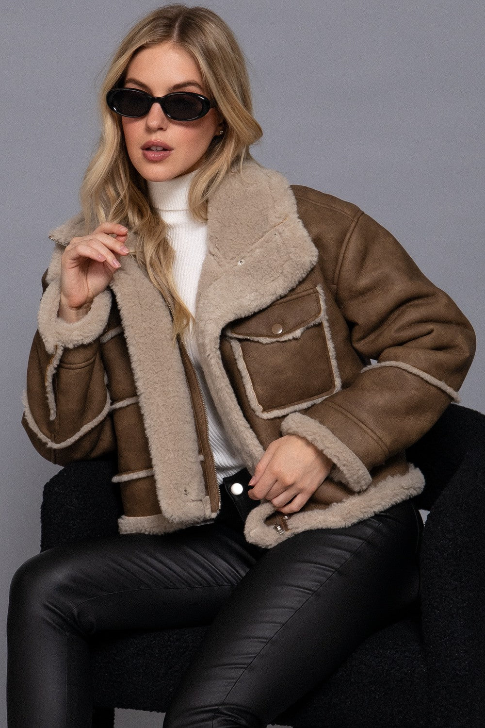 Faux Leather Inner Fur Jacket
