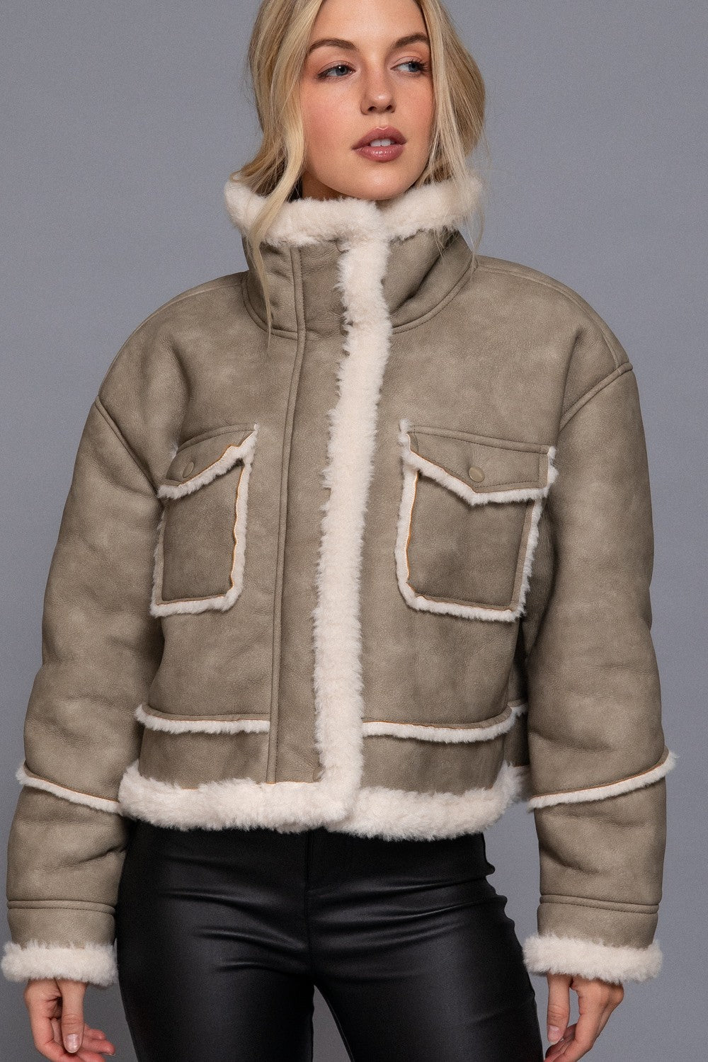 Faux Leather Inner Fur Jacket