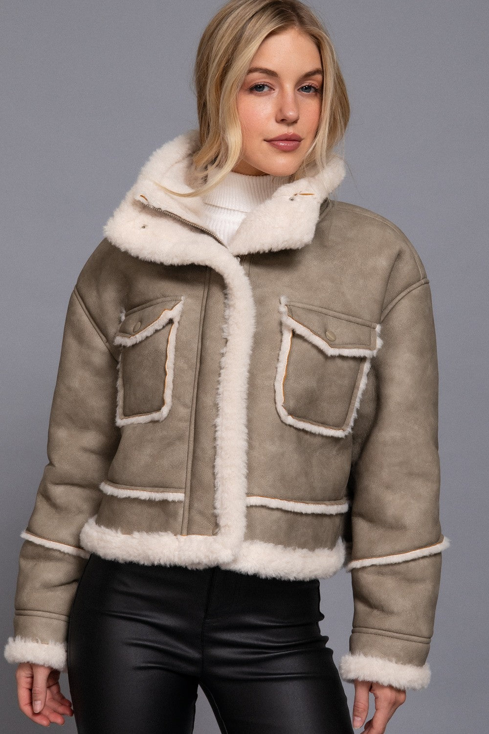 Faux Leather Inner Fur Jacket