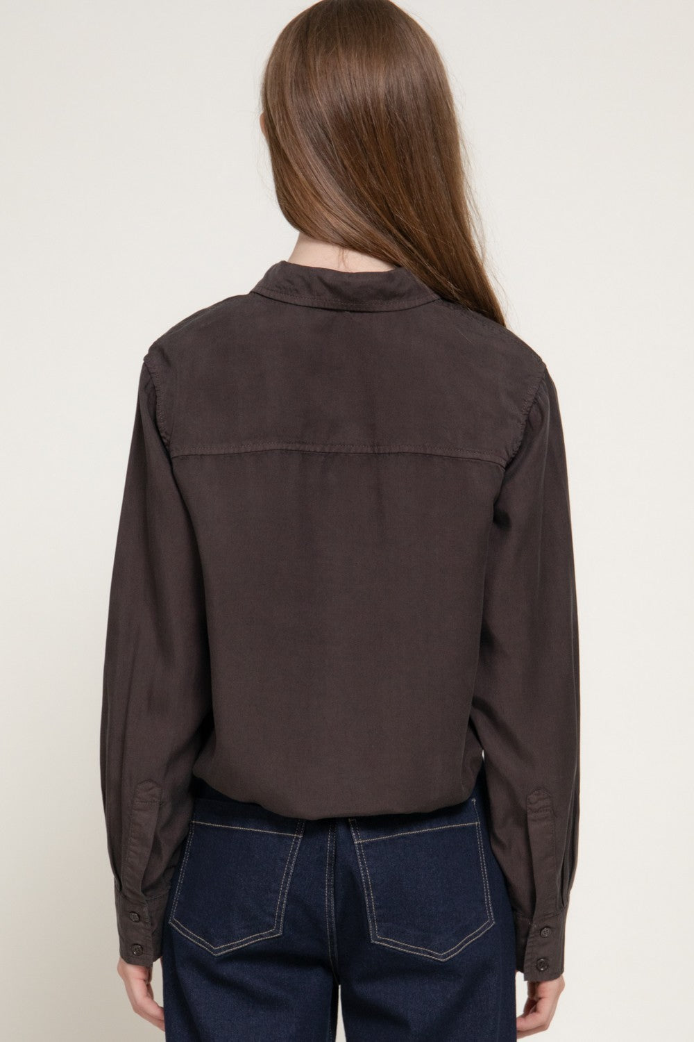 Long Slv Lyocell Shirt W/ Adjustable Drawsting Hem
